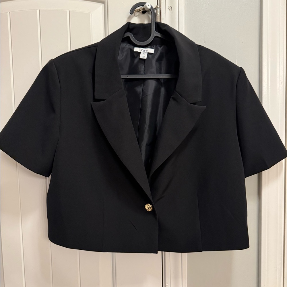 Bar III Black Short Sleeve Blazer